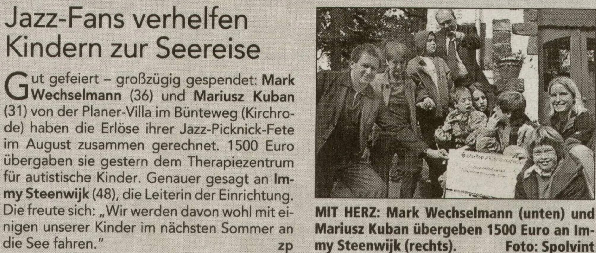 Jazz-Fans verhelfen Kindern zur Seereise