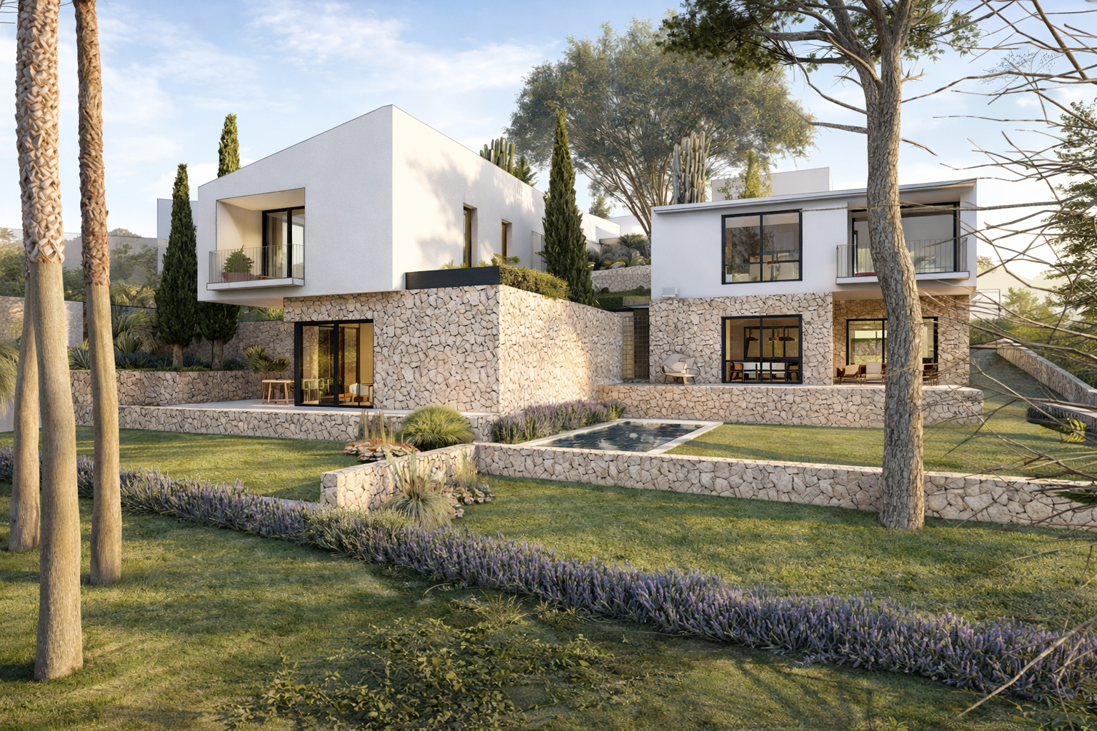 Immobilienangebot - Mallorca (Es Capdella) - Grundstücke - Genehmigtes Bauprojekt für zwei Design-Villen mit Meerblick in exklusiver Lage nahe Calvià